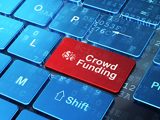 Image showing Finance Symbol and Crowd Funding on computer keyboard background