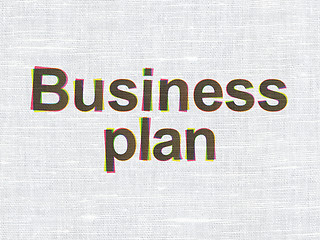 Image showing Business Plan on fabric texture background