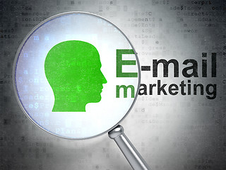 Image showing Advertising concept: Head and E-mail Marketing with optical glass