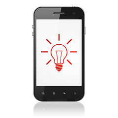 Image showing Business concept: Light Bulb on smartphone