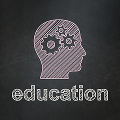 Image showing Head With Gears and Education on chalkboard background