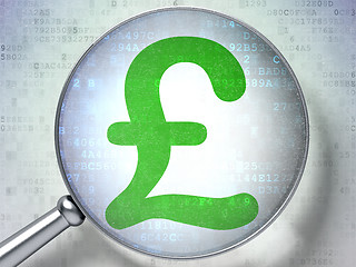 Image showing Currency concept: Pound with optical glass on digital background