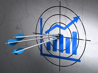 Image showing Advertising concept: arrows in Growth Graph target on wall background