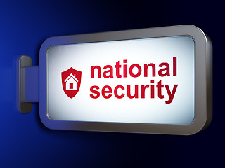 Image showing Privacy concept: National Security and Shield on billboard background