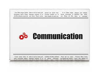 Image showing Marketing concept: newspaper with Communication and Gears