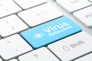 Image showing Protection concept: Eye and Virus Detected on computer keyboard background