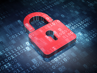 Image showing Information concept: Red Closed Padlock on digital background