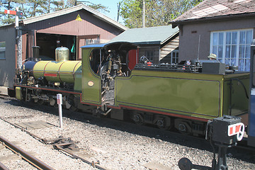 Image showing green steam train