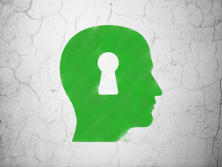 Image showing Finance concept: Head With Keyhole on wall background