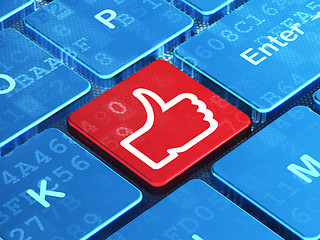 Image showing Social media concept: Thumb Up on computer keyboard background