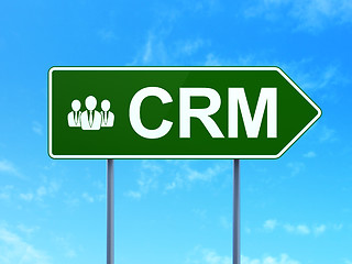 Image showing CRM and Business People on road sign background