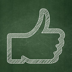 Image showing Social network concept: Thumb Up on chalkboard background