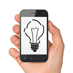 Image showing Business concept: Light Bulb on smartphone