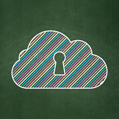 Image showing networking concept: Cloud With Keyhole on chalkboard background