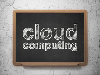 Image showing Cloud networking concept: Cloud Computing on chalkboard background