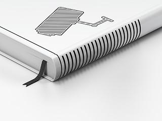 Image showing Security concept: closed book, Cctv Camera on white background