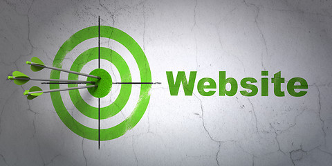 Image showing Web design concept: target and Website on wall background