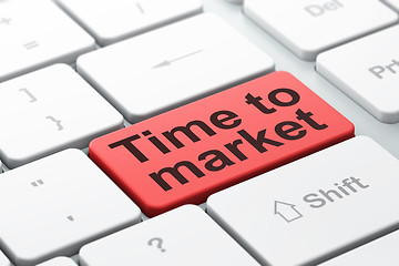 Image showing Timeline concept: Time to Market on computer keyboard background