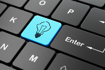 Image showing Finance concept: Light Bulb on computer keyboard background