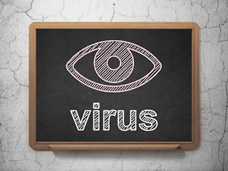 Image showing Protection concept: Eye and Virus on chalkboard background