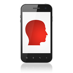 Image showing Data concept: Head on smartphone