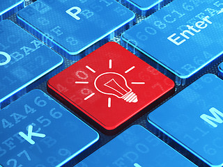 Image showing Business concept: Light Bulb on computer keyboard background