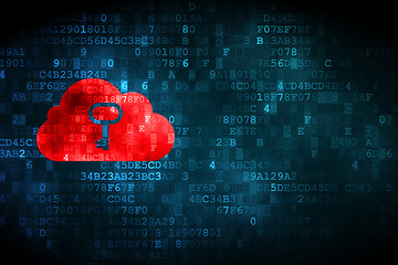 Image showing Cloud With Key on digital background