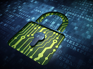 Image showing Privacy concept: Closed Padlock on digital screen background