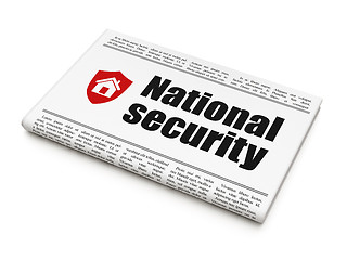 Image showing Protection concept: newspaper with National Security and Shield