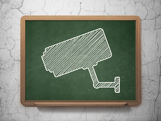 Image showing Protection concept: Cctv Camera on chalkboard background