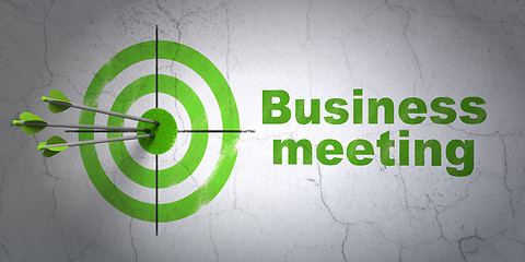Image showing Finance concept: target and Business Meeting on wall background