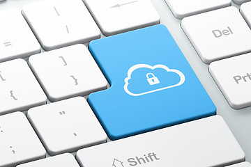 Image showing Technology concept: Cloud With Padlock on computer keyboard background