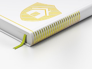 Image showing Finance concept: closed book, Shield on white background