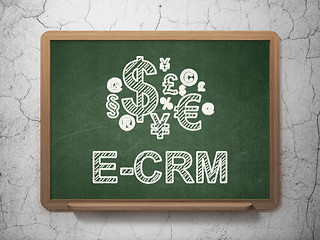 Image showing Business concept: Finance Symbol and E-CRM on chalkboard background