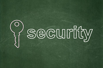 Image showing Protection concept: Key and Security on chalkboard background