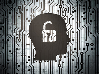 Image showing Business concept: circuit board Head With Padlock