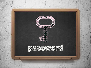 Image showing Privacy concept: Key and Password on chalkboard background