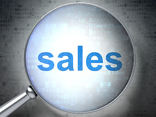 Image showing Marketing concept: Sales with optical glass