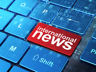 Image showing International News on computer keyboard background