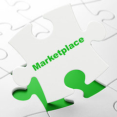 Image showing Advertising concept: Marketplace on puzzle background