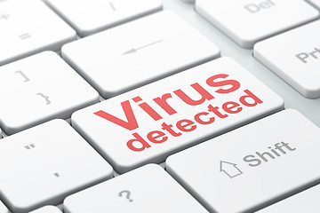 Image showing Privacy concept: Virus Detected on computer keyboard background