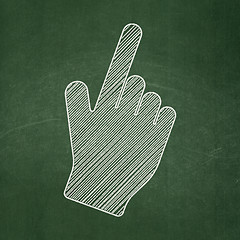 Image showing Advertising concept: Mouse Cursor on chalkboard background