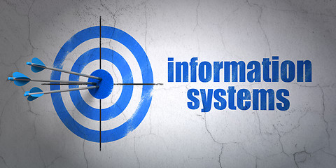 Image showing Information concept: target and Information Systems on wall background
