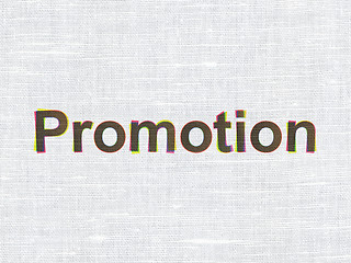 Image showing Advertising concept: Promotion on fabric texture background