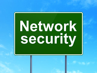 Image showing Privacy concept: Network Security on road sign background