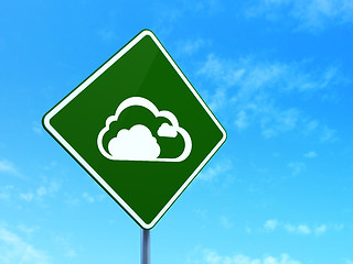 Image showing Computing concept: Cloud on road sign background