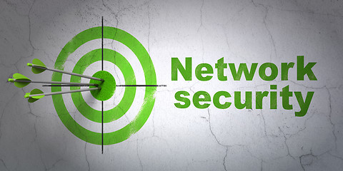 Image showing Protection concept: target and Network Security on wall background