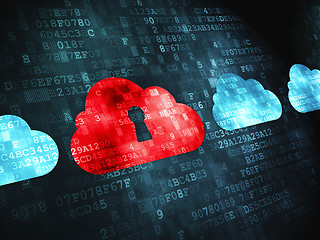 Image showing Computing concept: Cloud With Keyhole on digital background