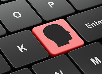 Image showing Data concept: Head on computer keyboard background