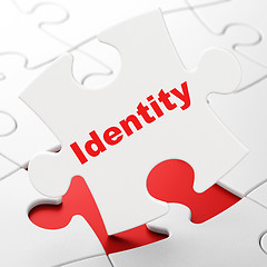 Image showing Privacy concept: Identity on puzzle background